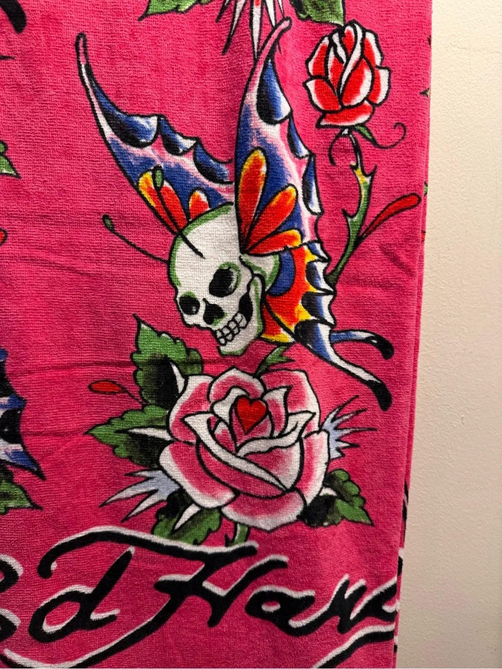 Ed Hardy Beach Towel-Skull Butterfly